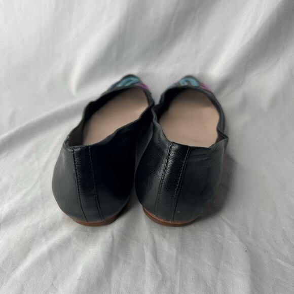 Kate Spade Black Leather "Fun" Pointed Toe Flats - Size 7 - Picture 3 of 6